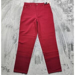 NEW Vintage Style&Co Jeans Womens 14 Red High Rise Tapered Stretch Denim Mom